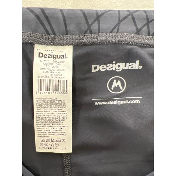 Desigual Celana Ketat Active Legging Fold Over Swirl Gray Womens Medium Designer - Picture 8 of 11
